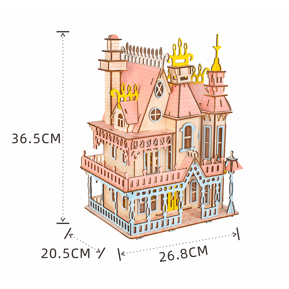 3D-Holzsimulations-Montagegebäudemodell, gotisches Haus/Traumvilla/St.-Vasey-Kirche für Kinderspielzeug