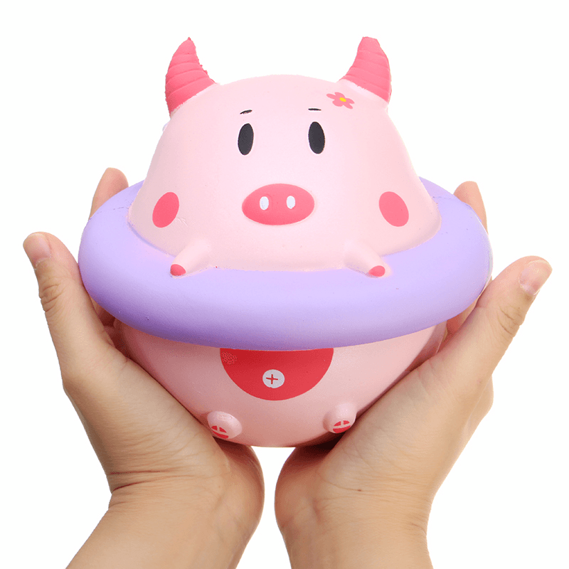 Yunxin Squishy Jumbo Piggy 16Cm Pig Wearing Lift Buoy Slow Rising Cute Collection Gift Decor Toy