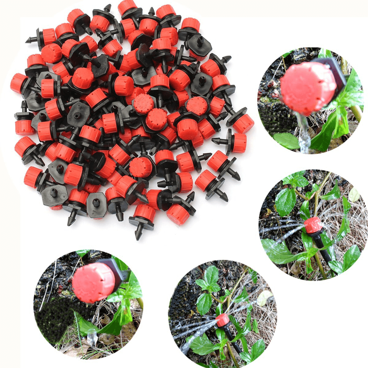 100Pcs Adjustable Micro Drip Irrigation Watering Anti-Clogging Emitter Dripper Watering System Automatic Hose Kits Connector