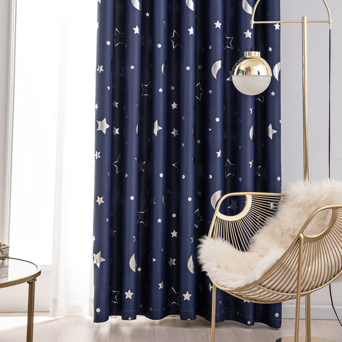 Polyester Window Curtains Moon Star Kids Child Bedroom Window Door Curtains for Living Room Home Decor