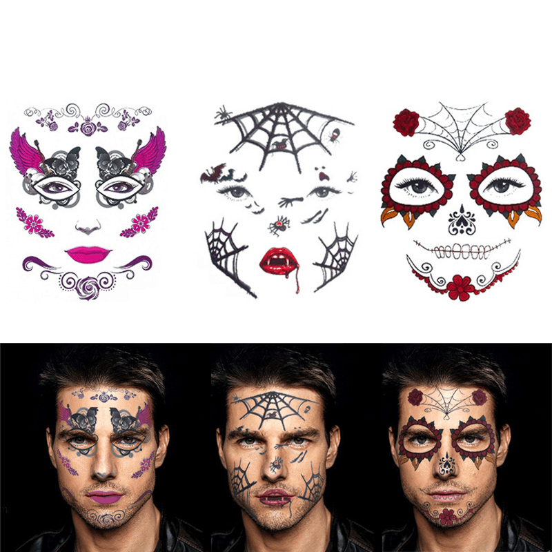 6Pcs/Set Halloween Costume Cosplay Party Makeup Face Eye Terror Temporary Tattoo Sticker Waterproof