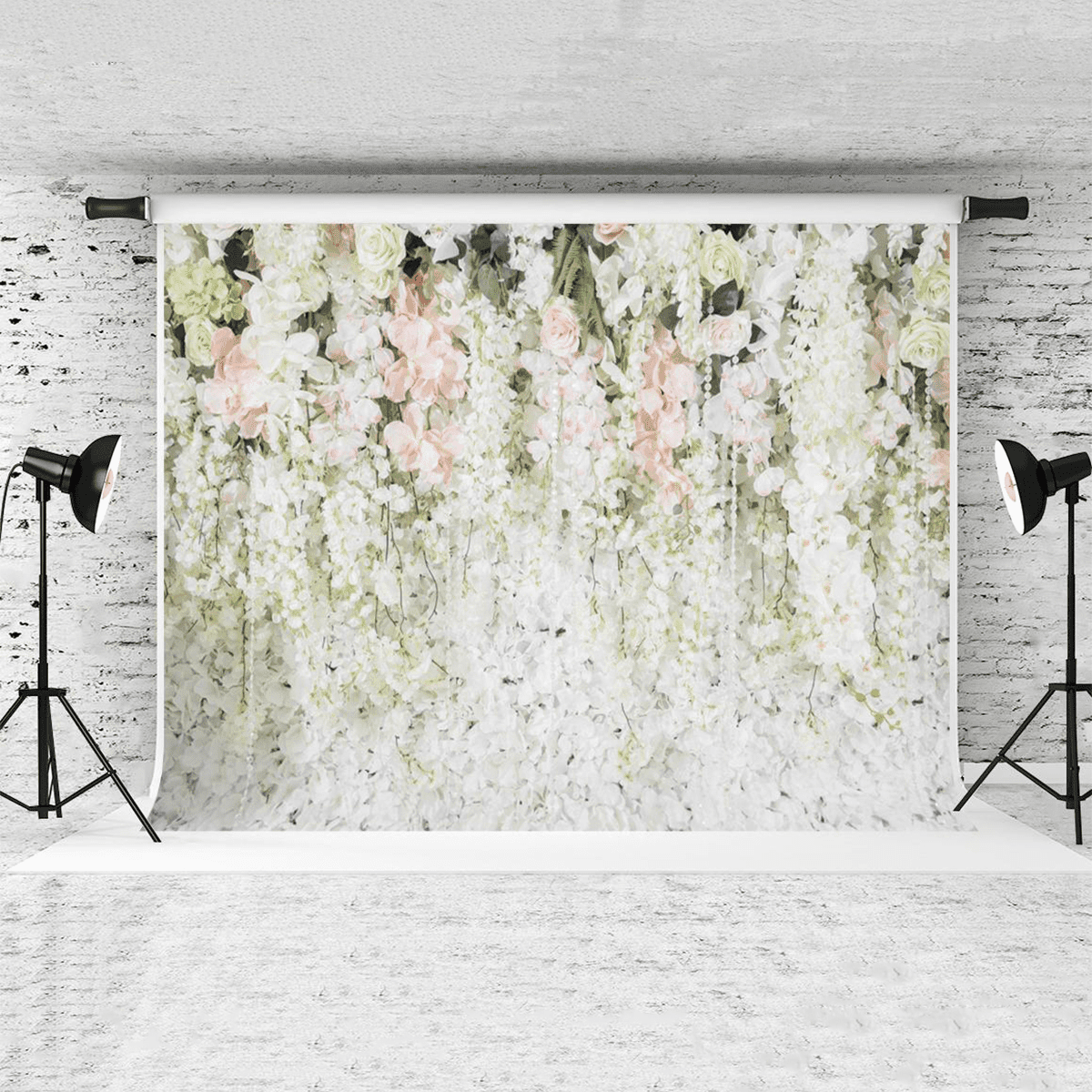 0.9X1.5M 1.5X2.1M 1.8X2.7M White Flowers Sea Photography Studio Wall Backdrop Photo Background Cloth for Birthday Wedding Party