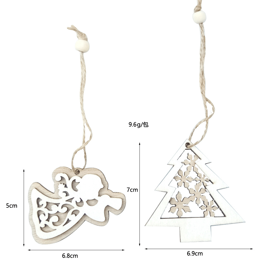 2Pcs Natürliche Holz Weihnachtsbaum Anhänger Hängende Ornamente Handwerk Geschenke Weihnachten Neue Jahr Party Dekor Hause Dekoration