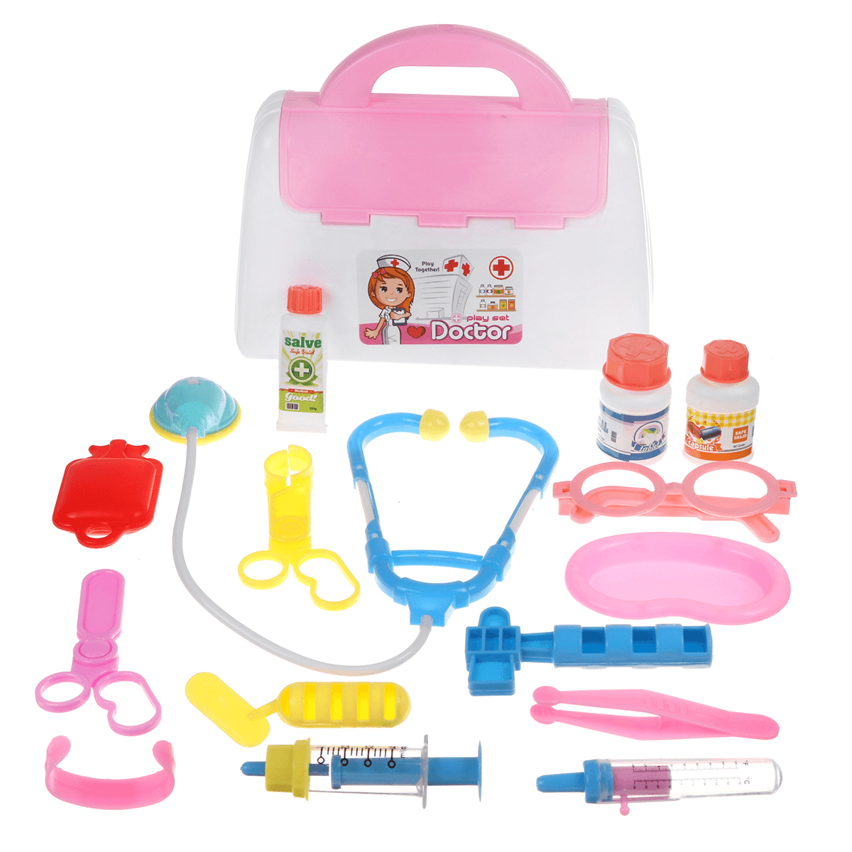 Simulation Pretend Doctor Nurse Role Play Education Toy Set with Carrying Box for Kids Gift