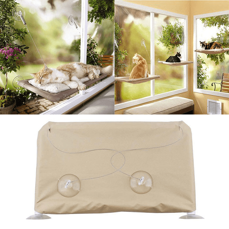 Creative Pet Bed Puppy Cat Hammock Window Mounted Bed Hanging Shelf Seats Easy Installed Support 55Lb/ 22KG