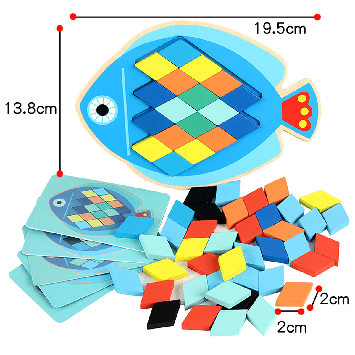 Wood DIY Assembly Jigsaw Puzzle Toy Colors Shapes Cartoon Fish Owl Matching Cards Toy for Children Learning