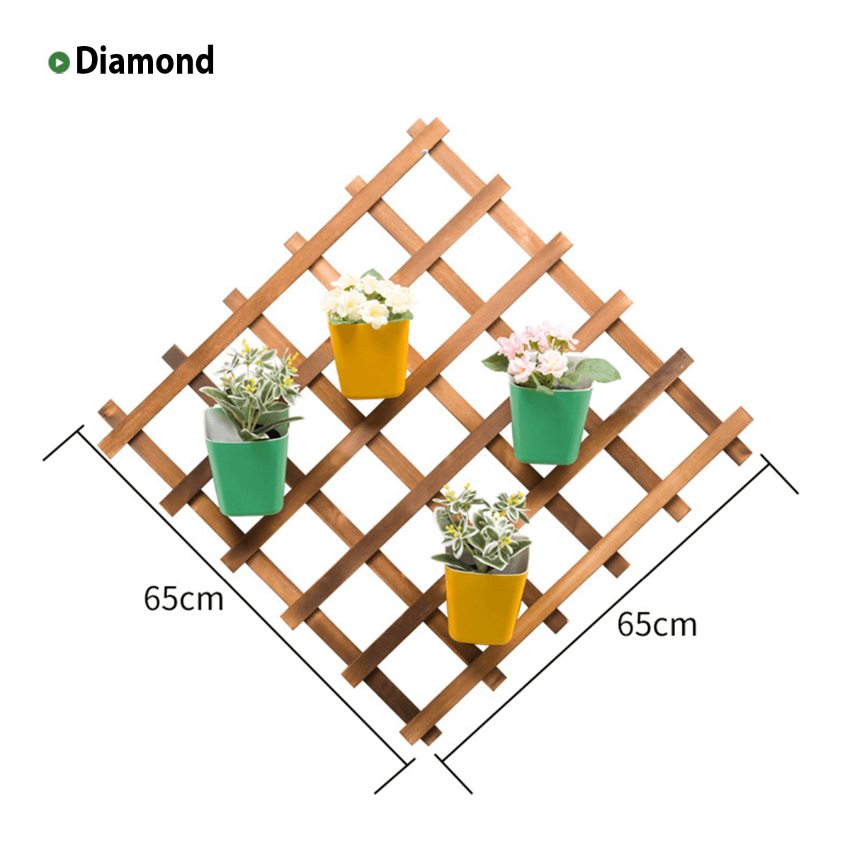 Wall Hanging Flower Pot Shelf Plant Stand Grid Back Wooden Home Garden Decorations