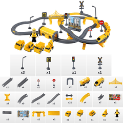 66/92 Pcs Multi-Style DIY Assembly Track Train Increase Parent-Child Interaction Toy Set with Sound Effect for Kids Gift