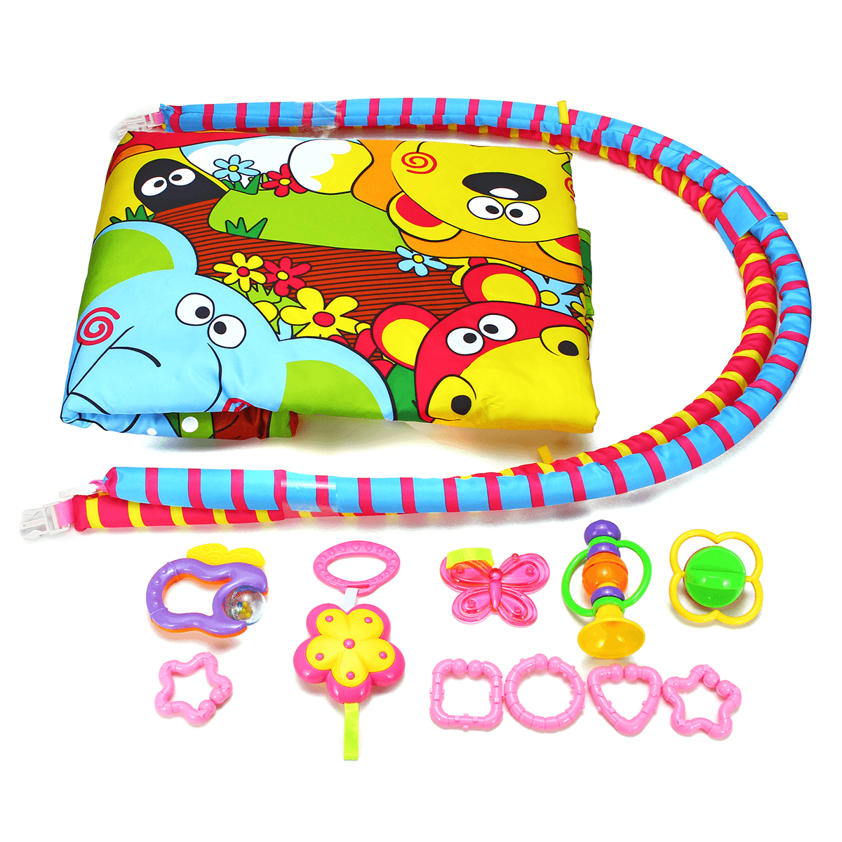 Baby Music Crawling Carpet Blanket Pad Fitness Gym Square Animal Mat Hanging Toy