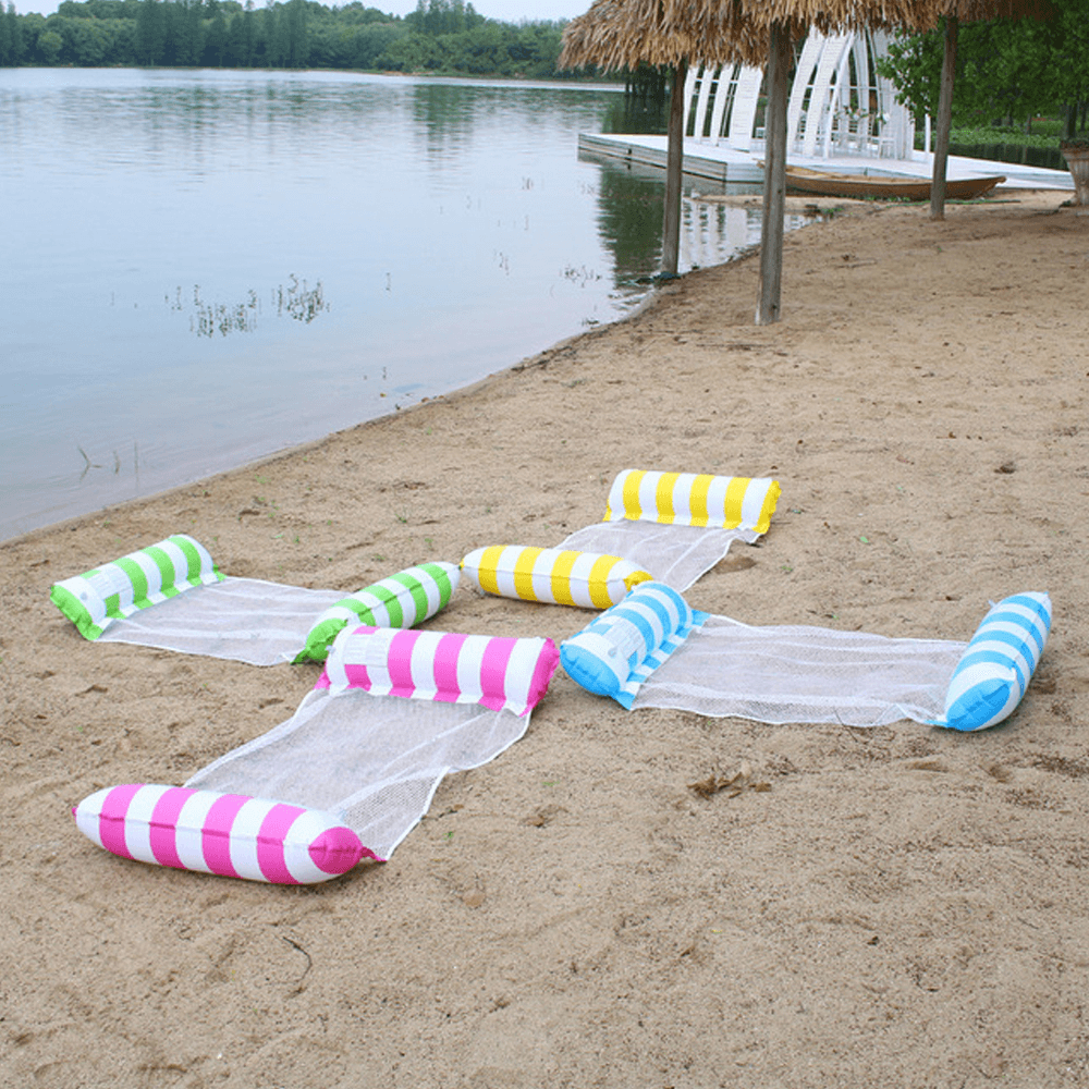 120*65CM Hammock Foldable Dual-Use Backrest Inflatable Toys Water Play Lounge Chair Floating Bed Leisure Toy with Inflator