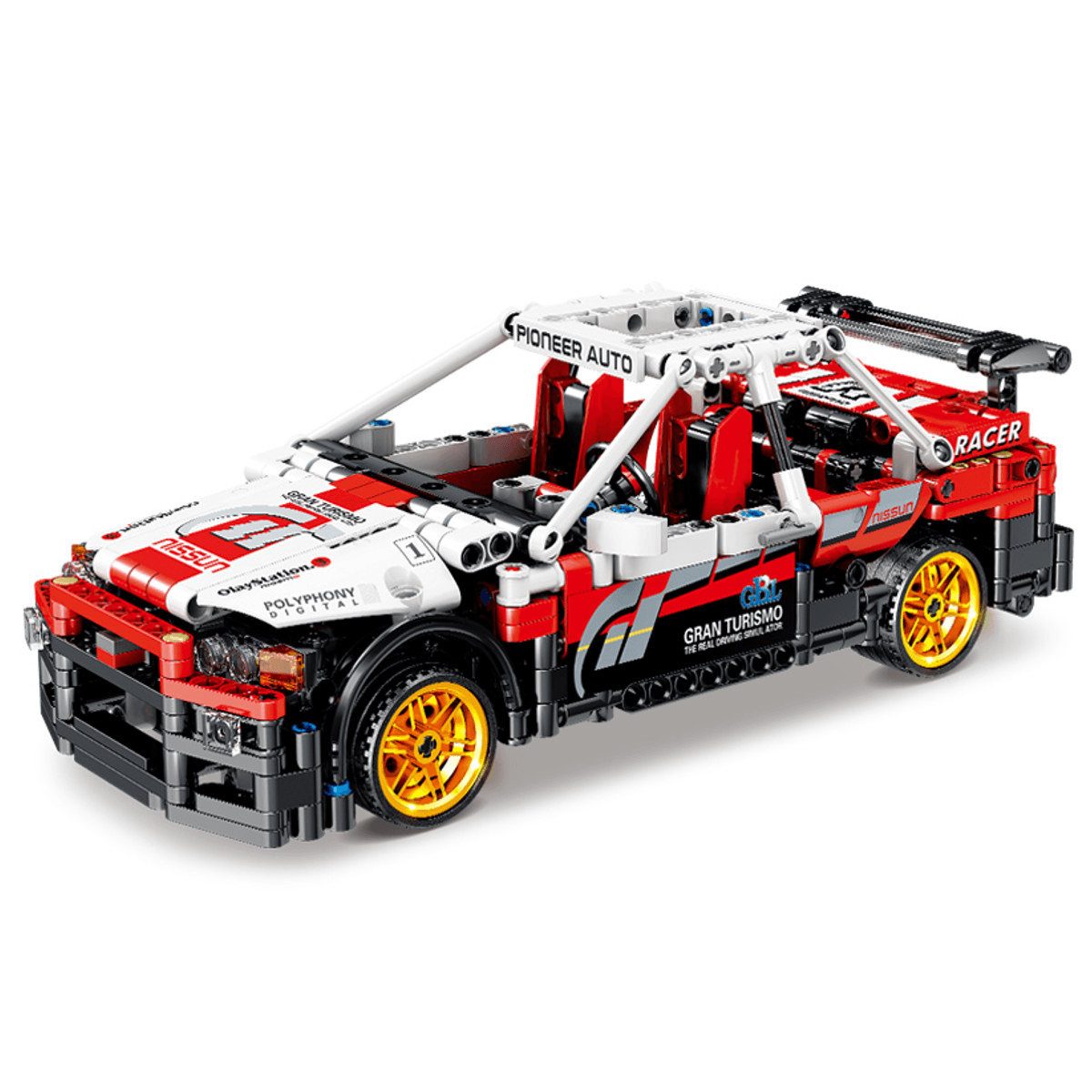 591 Pcs 1:17 KY1020 R32 Ares Mechanical Engineering Car Small Particle DIY Assembled Building Blocks Pull Back Racing Car Model Toy for Birthday Gift