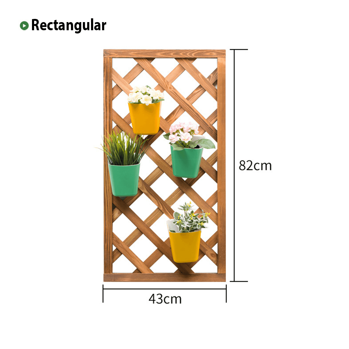 Wall Hanging Flower Pot Shelf Plant Stand Grid Back Wooden Home Garden Decorations