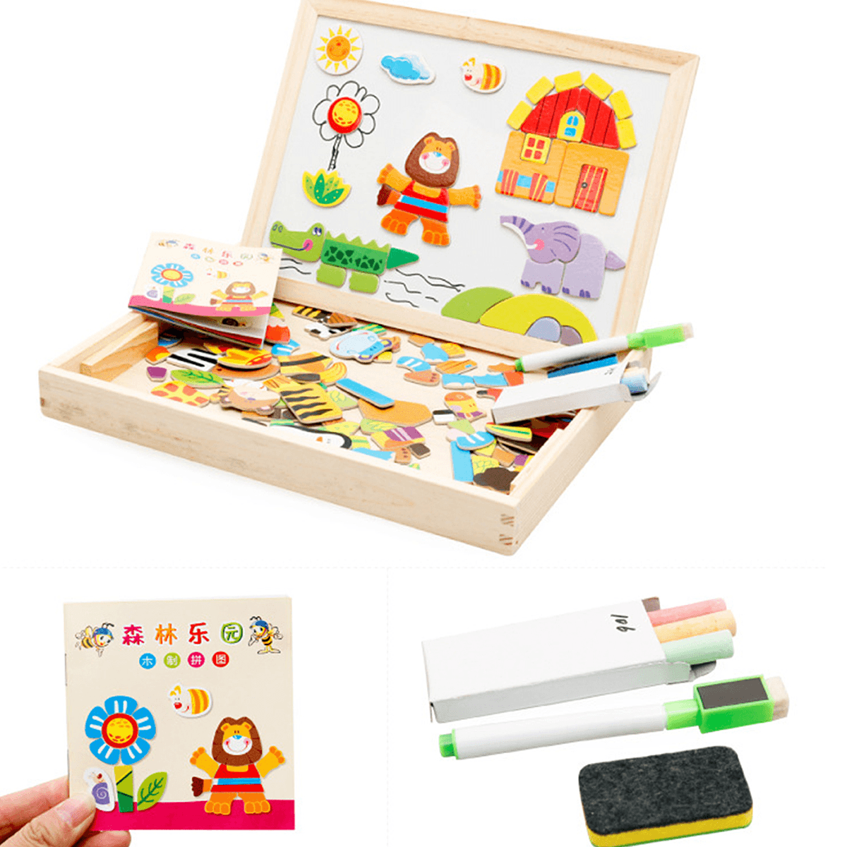 Wooden DIY Magnetic Drawing Board Forest Paradise Children'S Early Educational Learning Toys