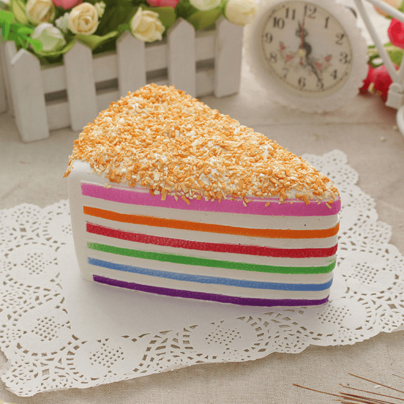 14X9X8Cm Squishy Regenbogen Kuchen Simulation Super langsam steigende Spaß Geschenk Spielzeug Dekoration