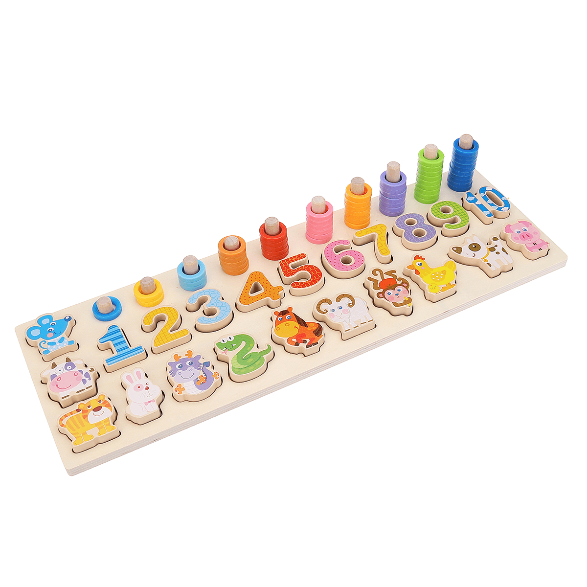 3 in 1 Wooden Numbers＆Fruit Jigsaw Puzzle Math Learning Educational Set Toys