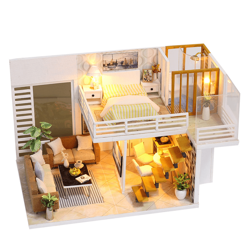 Iiecreate K031 Simple and Elegan DIY Doll House with Furniture Light Cover Gift Toy