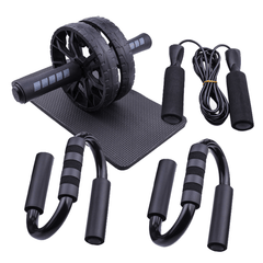 5 pièces/ensemble AB roue rouleau Kit Abdominal Muscle Fitness barre de poussée corde à sauter équipement exercice à domicile