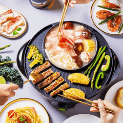 LIVEN 1300W Electric Grill with Hot Pot from Non-Stick 3 Gear Adjustment