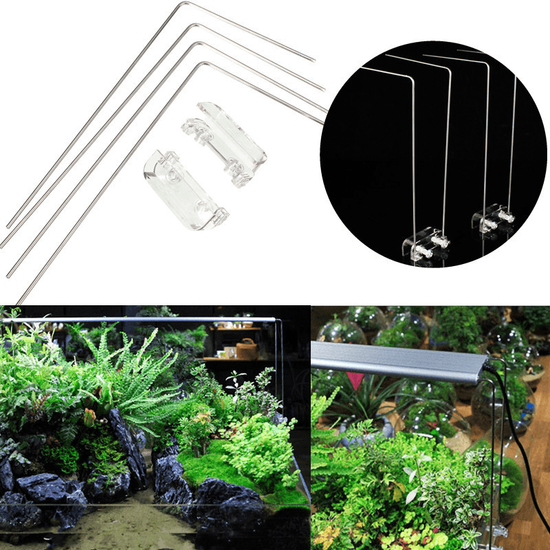 4PCS Stainless Steel Aquarium Stand for Aquatic High LED Light Lamp Fish Tank Holder Bracket Support