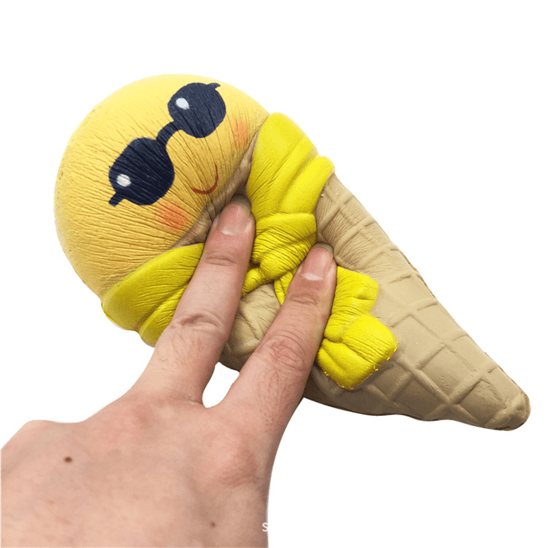 Squishyfun Ice Cream with Sunglasses Scarf Squishy 18Cm Slow Rising with Packaging Collection Gift