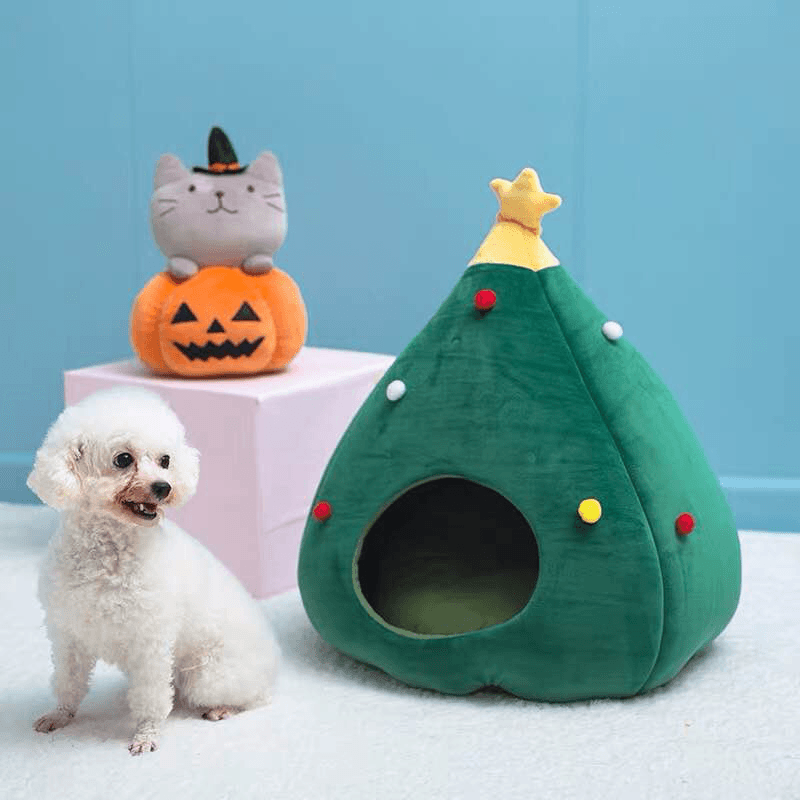 Christmas Tree Cat Litter Kennel Winter Warm Pet Nest Winter Cat House Pet Supplies Pet Bed