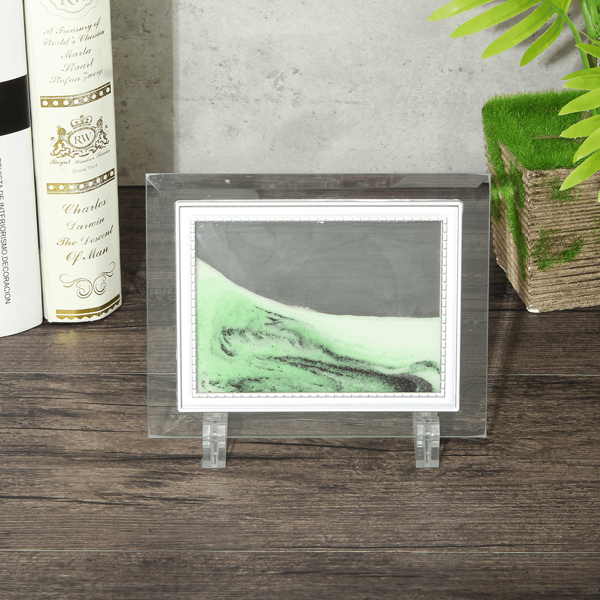 6.6X5'' Framed Moving Sand Time Glass Picture Home Office Desk Art Decor Gifts