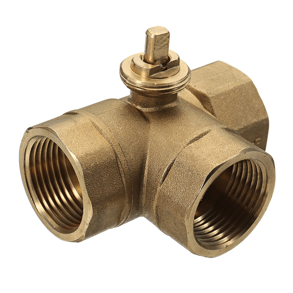 1/2" 3/4" 1" Motorized Electric Brass 3 Way Ball Valves Female 3 Wire AC 220V Full Port T Type Valve