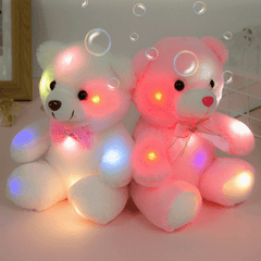 Girls Baby Cute Soft Stuffed Plush Teddy Bear Toy with LED Light up for Kids Xmas Gift