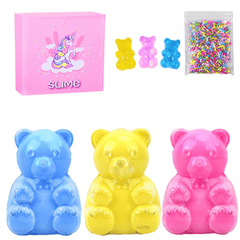 Areedy Bear Slime Simulation Bär und Zuckerwürfel und Bärenzubehör mit Farbbox-Set Spielzeug für den Innenbereich