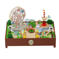 Hongda S2131Z Riesenrad Vergnügungspark DIY 3D handmontiertes Puppenhaus Miniaturmöbel-Set mit LED-Lichtern Musik rotierendes Puzzle-Spielzeug für Geschenksammlung Hausdekoration