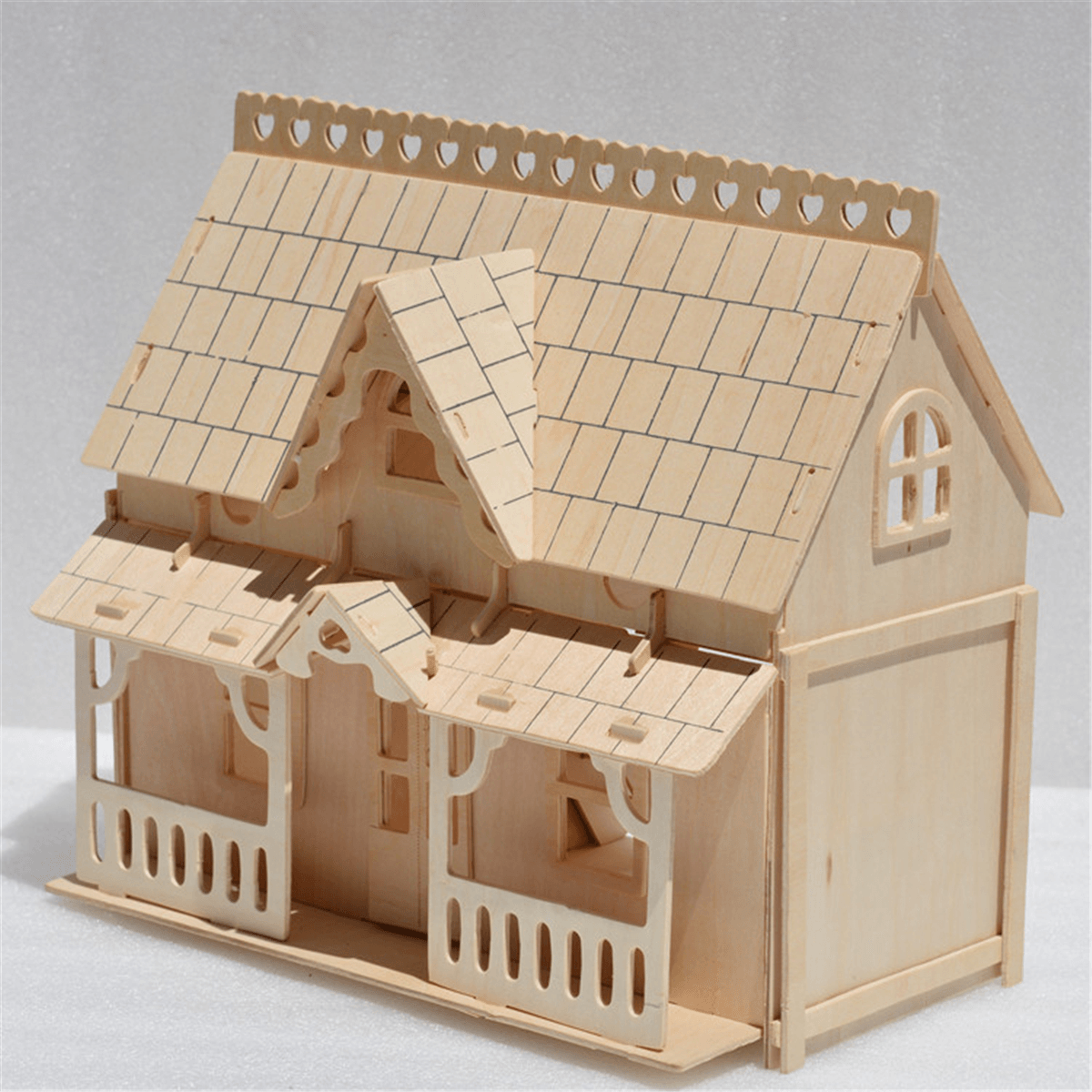 DIY Wooden Blocks Assembly Doll House Model Toys for Kids Gift