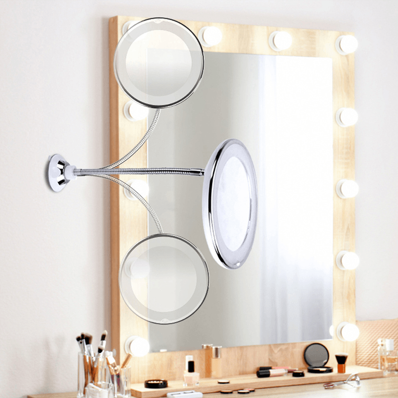 Magnifying Folding Makeup Mirrors 360-Degree Rotating Makeup Mirror Flexible Mirror Magnifying Makeup Mirror with LED Light