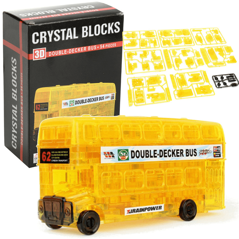 Kreative IQ 3D Kristall Puzzle Puzzle Blöcke Zusammenbau Bus Auto Modell DIY Spielzeug