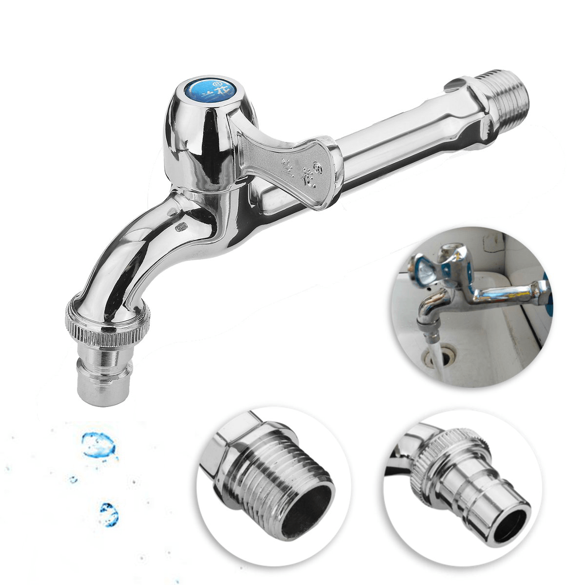 Wall Mount Washing Machine Water Extra Long Faucet Garden Bathroom Sink Tap