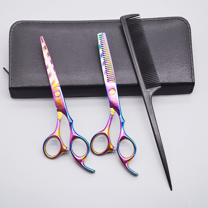 3 Pcs/Set Professional Stainless Steel Hair Cutting Thinning Scissors Barber Tool Hair Scissor Comb Set Hairdressing Shears Kit