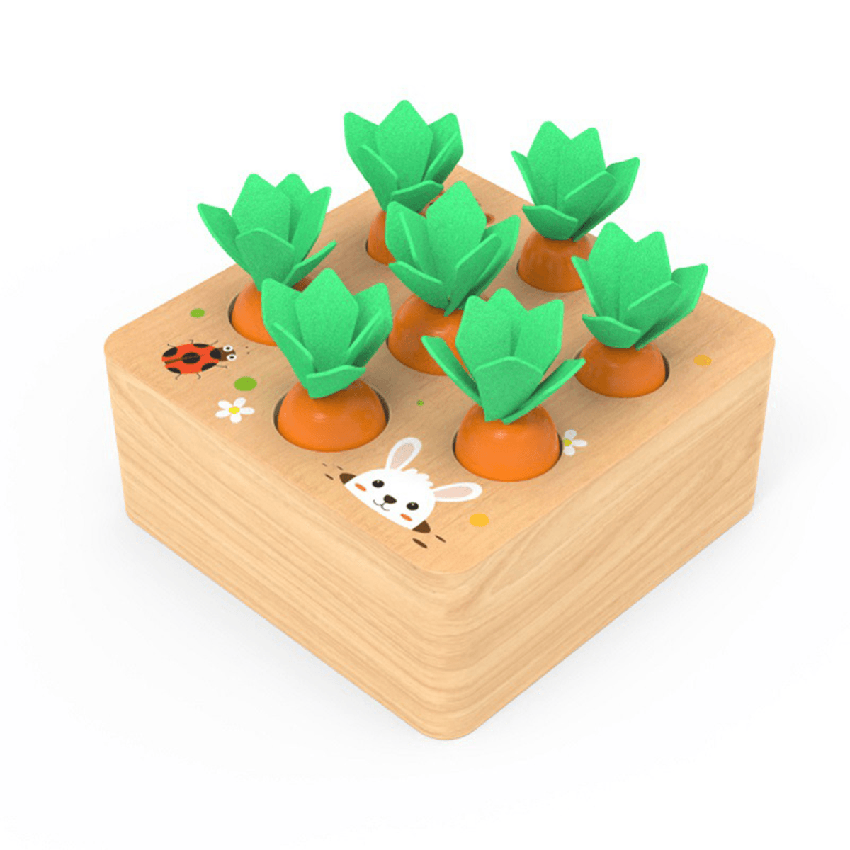 Kids Wooden Building Blocks Pulling Carrot Game Children Early Educational Toys