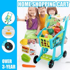 Plastic Kids' Supermarket Shopping Cart Set with Accessories (Fruits & Vegetables & Snack Boxes) for Children Toys