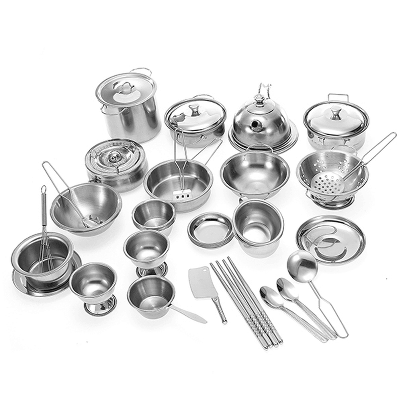 ENPEI 40PCS Mini Kitchenware Play Set Kitchen Pan Pot Dish Stainless Child Kids Role Play Toy Gift