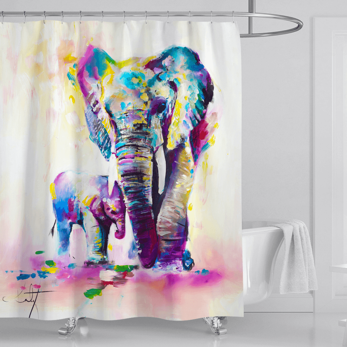 3D Shower Curtain Digital Printing Waterproof Polyester for Bathroom