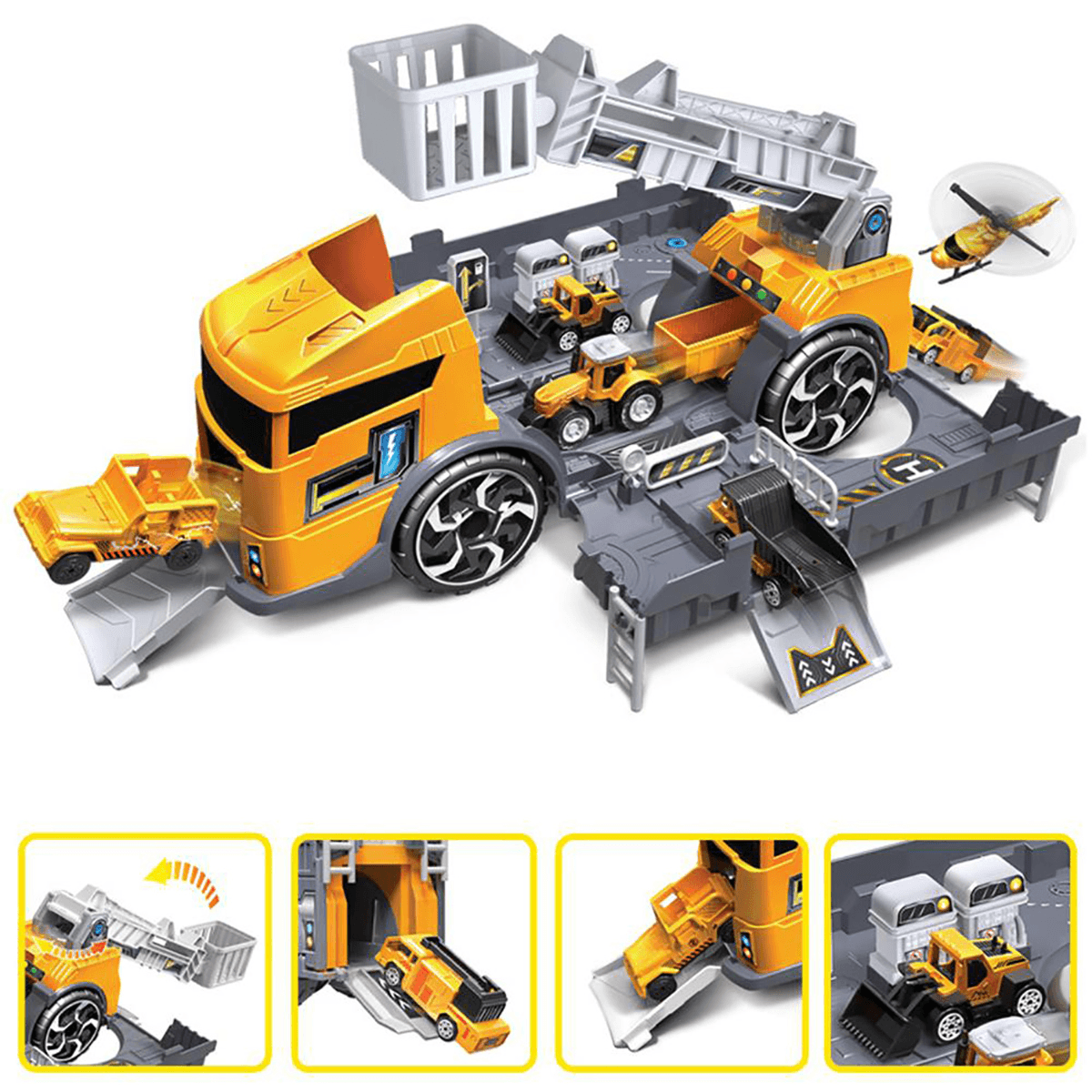 Children'S Simulation Diecast Engineering Vehicle Model Set Deformation Storage Parking Lot Educational Toys