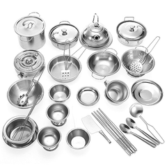 ENPEI 40PCS Mini Kitchenware Play Set Kitchen Pan Pot Dish Stainless Child Kids Role Play Toy Gift