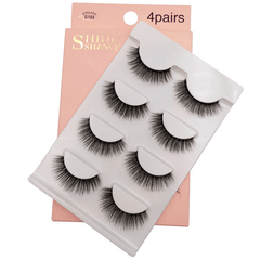 4 Pairs of Handmade Mink Hair False Eyelashes Slender Long Three-Dimensional Multi-Layer Eyelashes