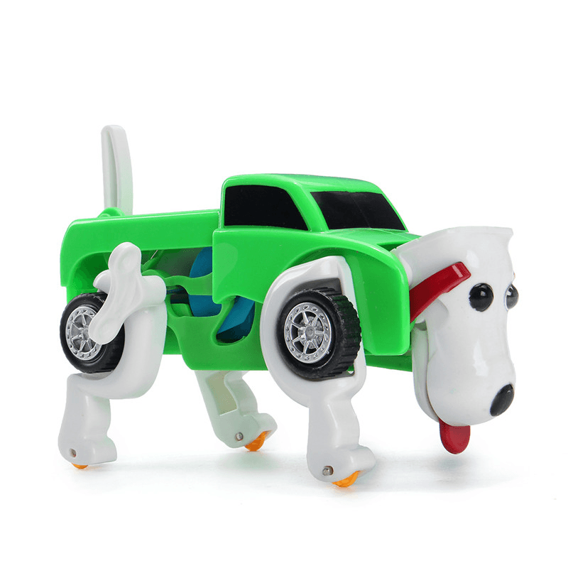 Automatic Transformation Dog Car Vehicle Clockwork Winding up for Kids Christmas Deformation Gift