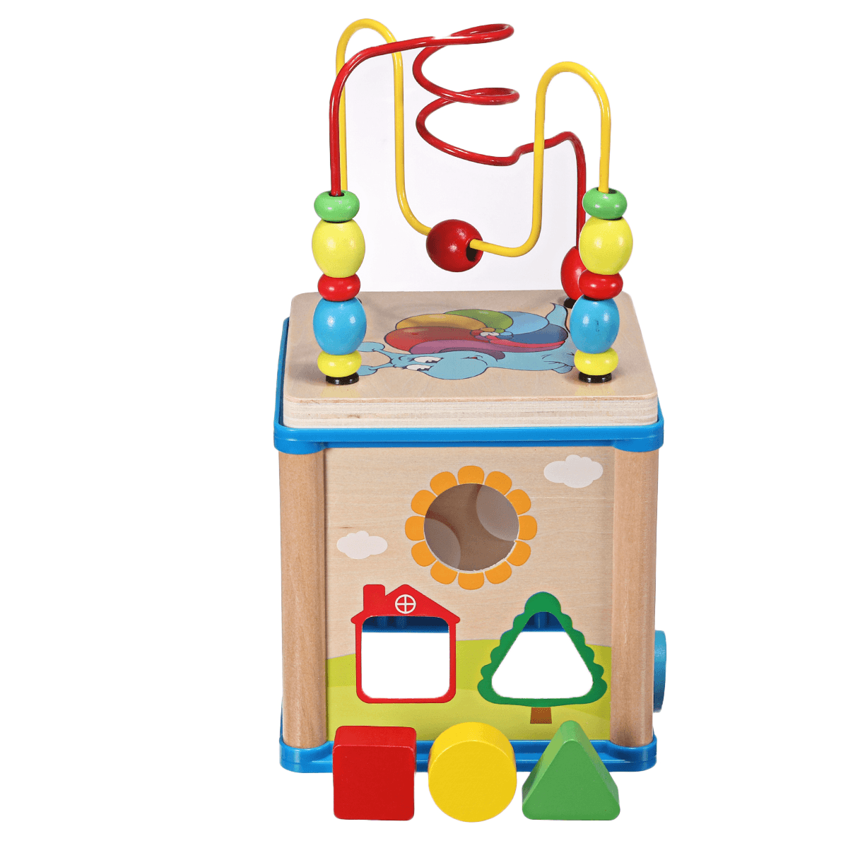 Wooden Multi-Functional Wisdom Aroind Treasure Box with Beads Parent-Child Educational Learning Toy for Kids Gift