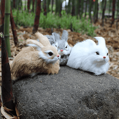 15Cm Mini Realistic Cute White Plush Rabbits Fur Lifelike Animal Furry Easter Bunny Stuffed Plush Toy