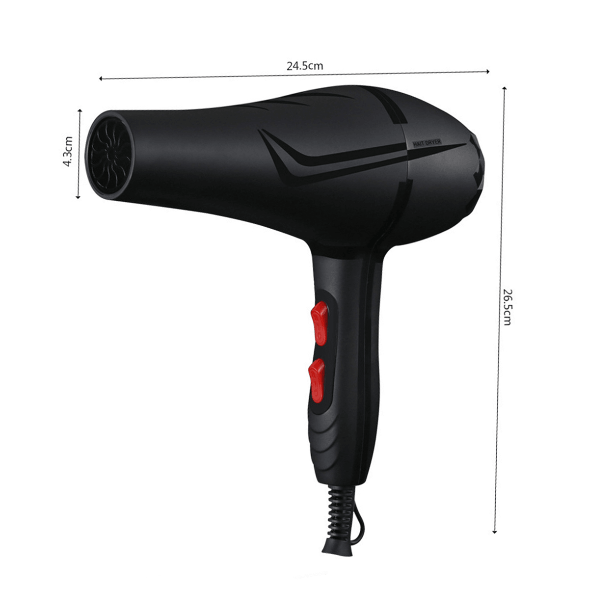 2000W Wind Power Professional Electric Hair Dryer Blower Low Noise Pro + Nozzle