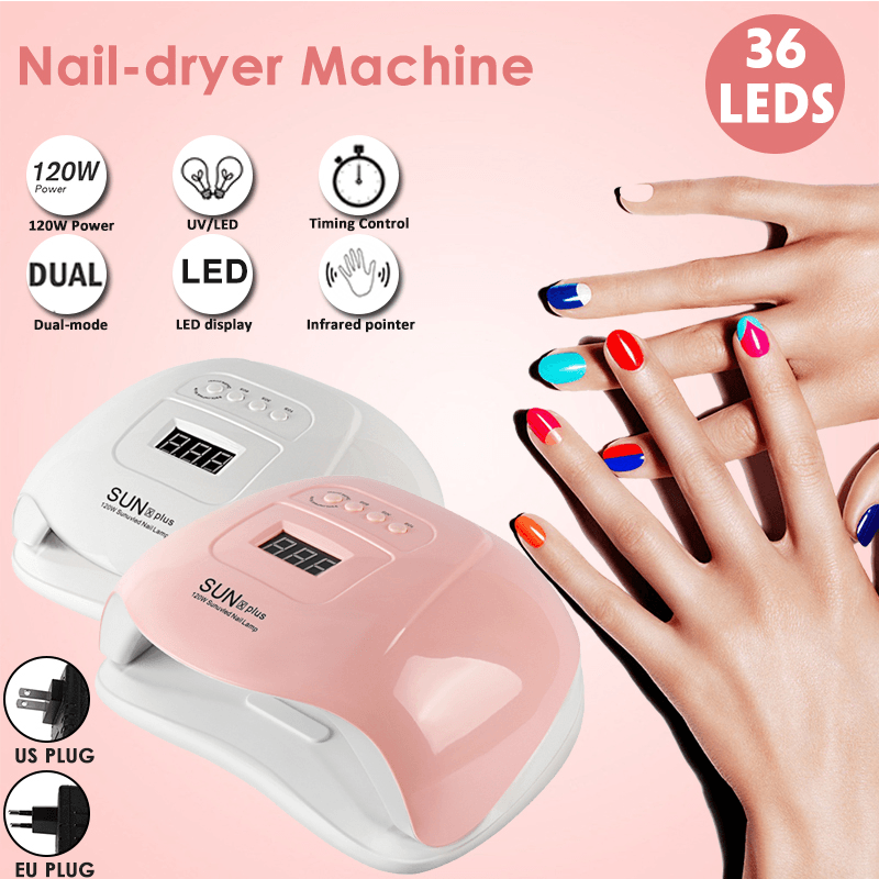 120W Nail Light Therapy Machine Quick-Drying Painless Nail Polish Glue Baking UV Lamp