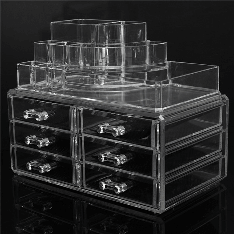 6 Drawer Clear Acrylic Make up Organizer Drawers Cosmetic Display Holder Case Storage 2 Layer