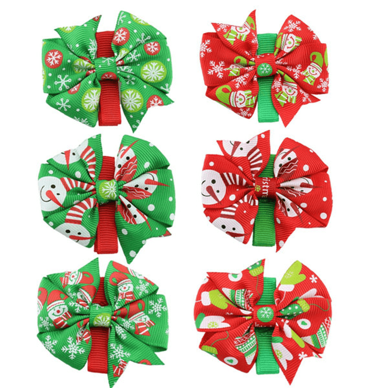 Lovely Girls Baby Horquillas de Navidad Bowknot Pinzas para el cabello Accesorios de Navidad 6 Patrones diferentes