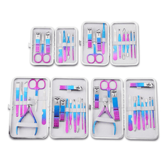 7/10/12/15Pcs TSLM2 Titanium Colorful Nail Clippers Set Professional Scissors Suit No Hurt Trimmer Grooming Manicure Cutter Kit